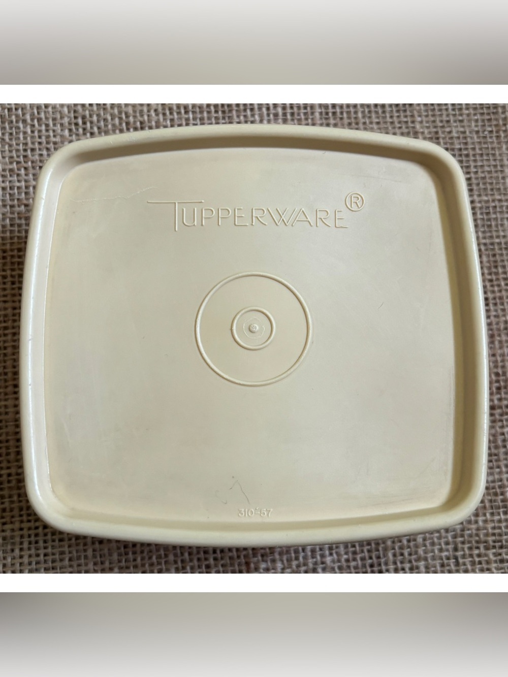 Vintage Orange Square Tupperware Container with Beige Lid 310 311 AS IS READ